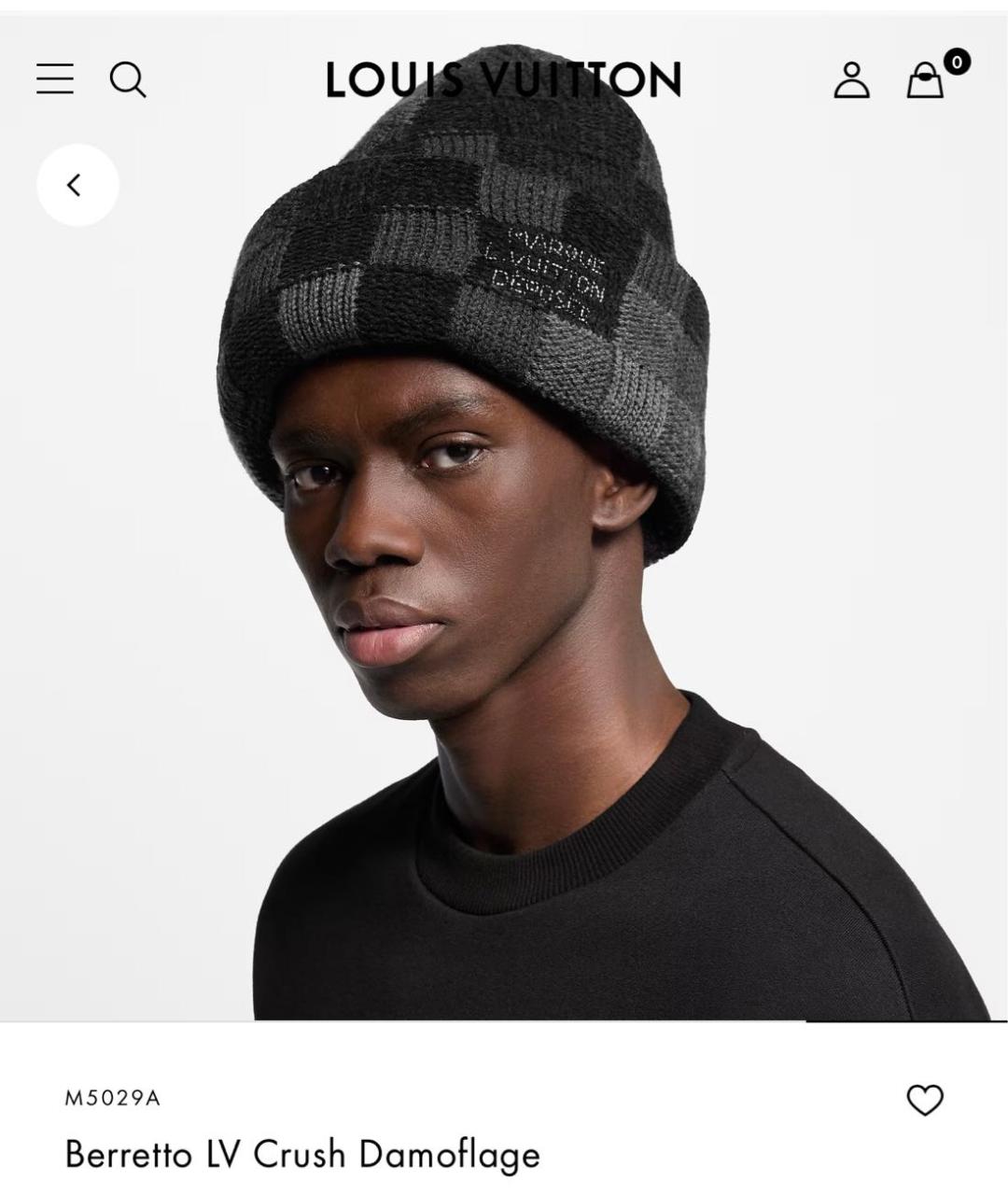 LOUIS VUITTON Черная шерстяная шапка, фото 2
