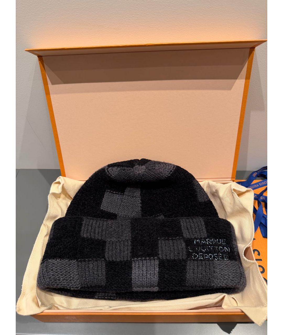 LOUIS VUITTON Черная шерстяная шапка, фото 4