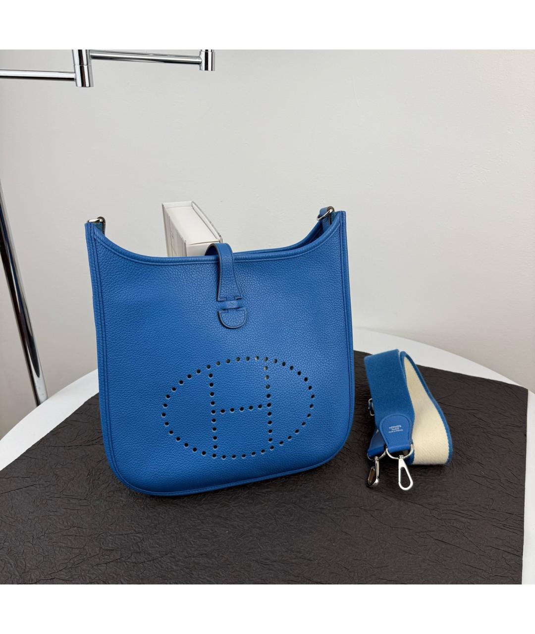 HERMES Синяя кожаная сумка через плечо, фото 7