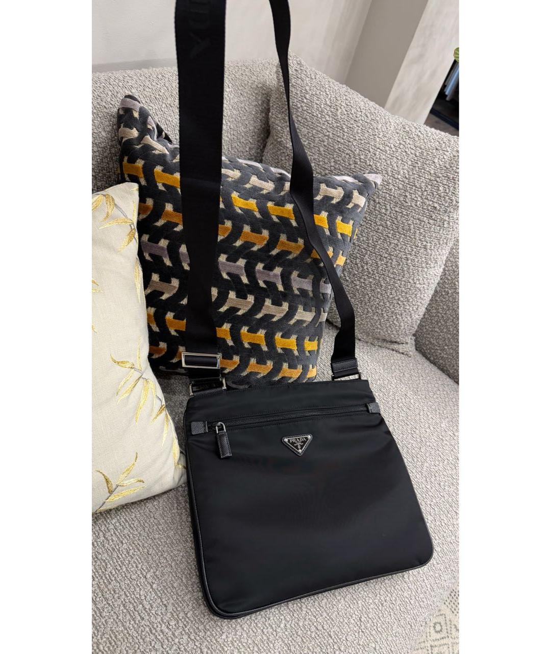 PRADA Черная тканевая поясная сумка, фото 4