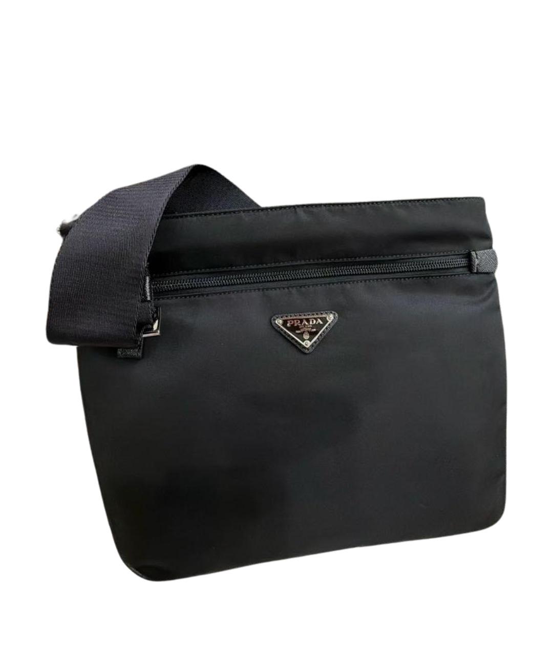 PRADA Черная тканевая поясная сумка, фото 1