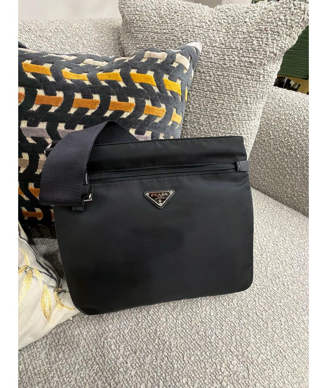 PRADA Черная тканевая поясная сумка, фото 8