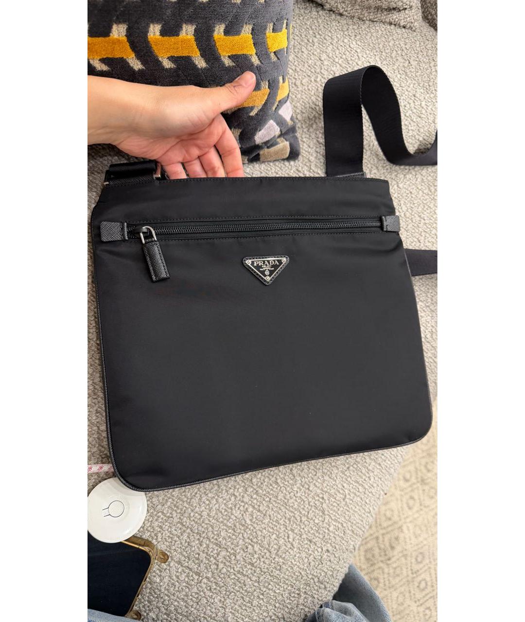 PRADA Черная тканевая поясная сумка, фото 7