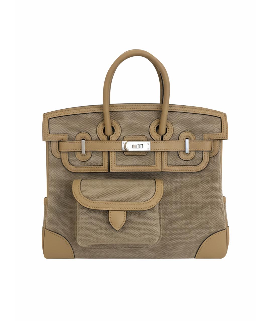 HERMES Бежевая деним сумка с короткими ручками, фото 1