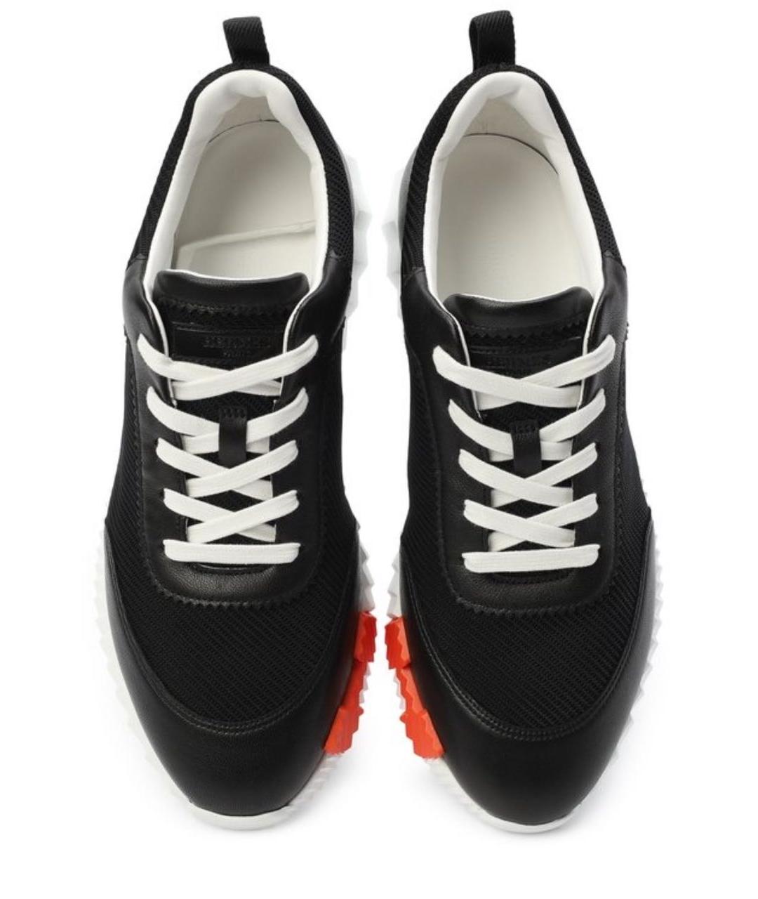 HERMES Черные кожаные низкие кроссовки / кеды, фото 3