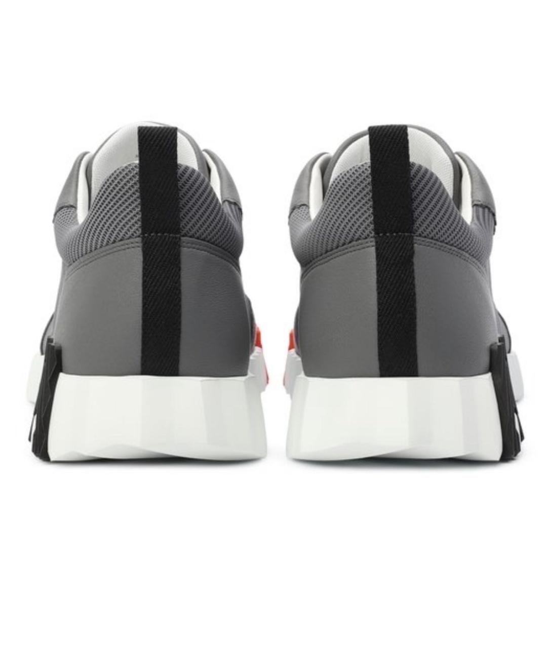 HERMES Серые кожаные низкие кроссовки / кеды, фото 3