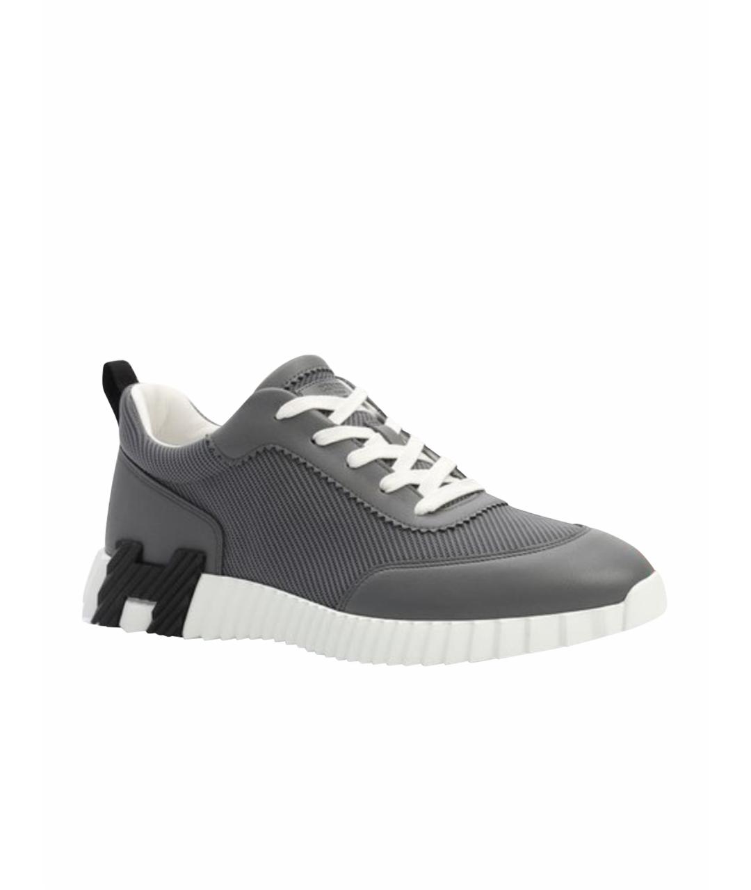 HERMES Серые кожаные низкие кроссовки / кеды, фото 1