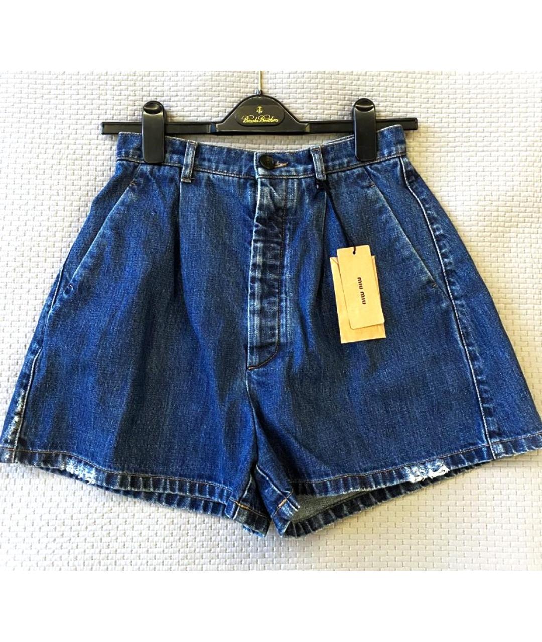 MIU MIU Синие хлопковые шорты, фото 2