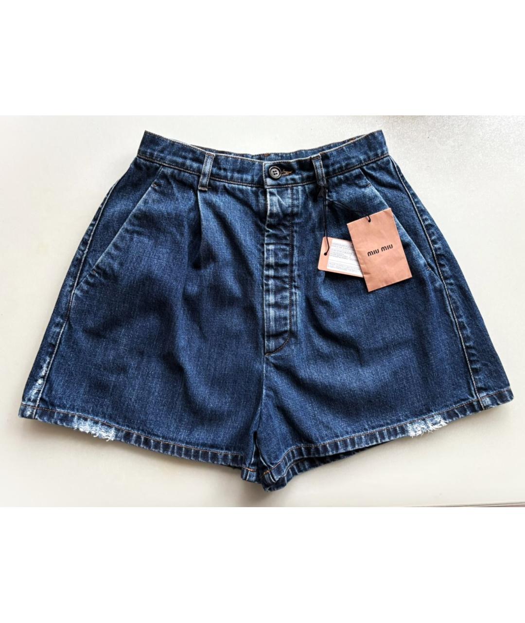 MIU MIU Синие хлопковые шорты, фото 3