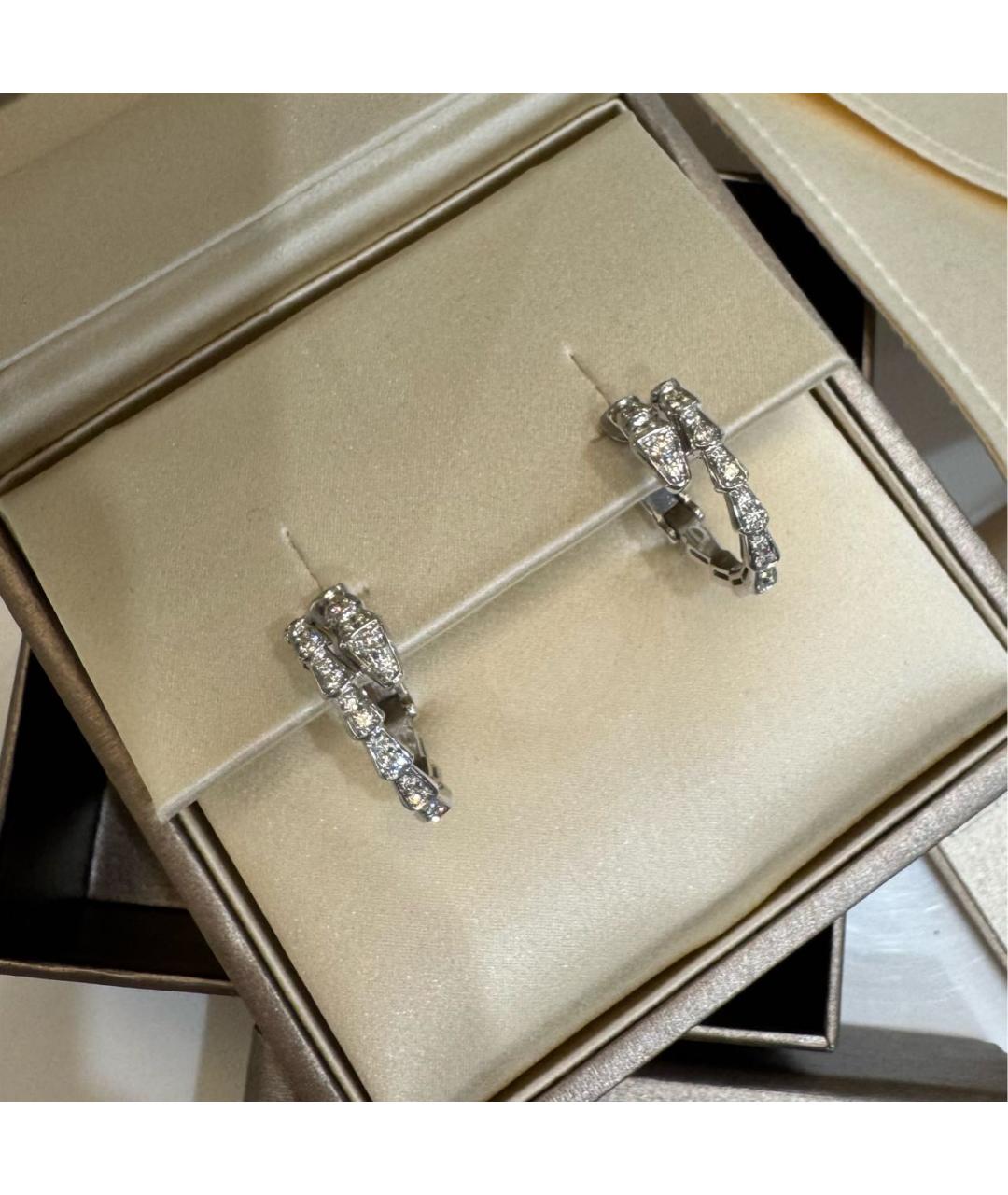 BVLGARI Серебряные серьги из белого золота, фото 2