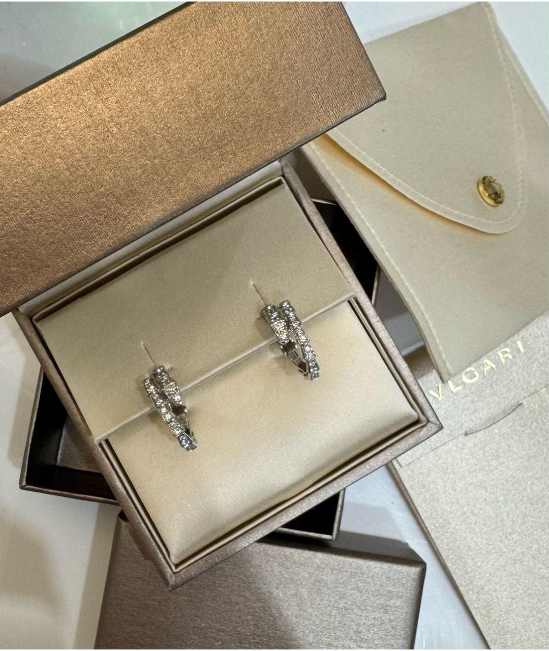 BVLGARI Серебряные серьги из белого золота, фото 5