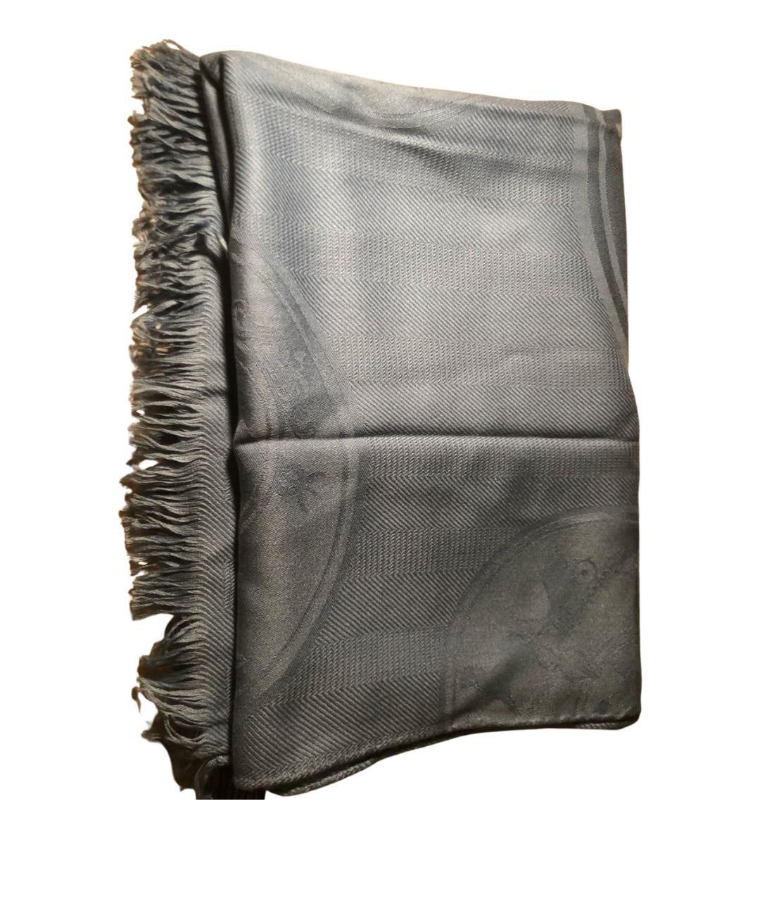 HERMES Голубой кашемировый шарф, фото 1