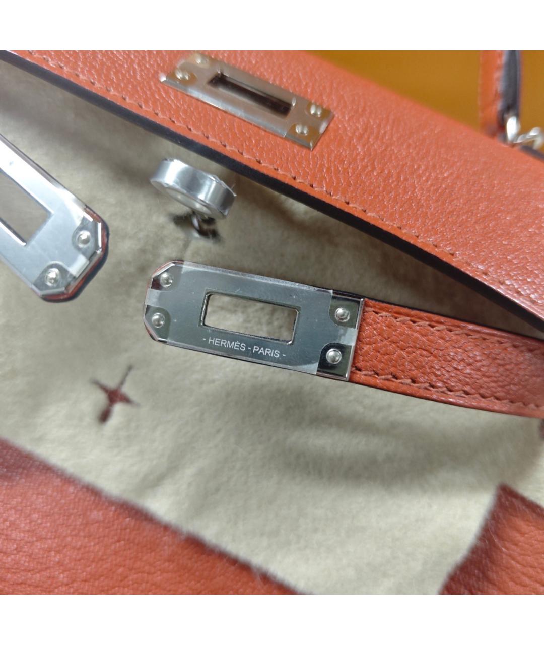 HERMES Желтая кожаная сумка с короткими ручками, фото 5