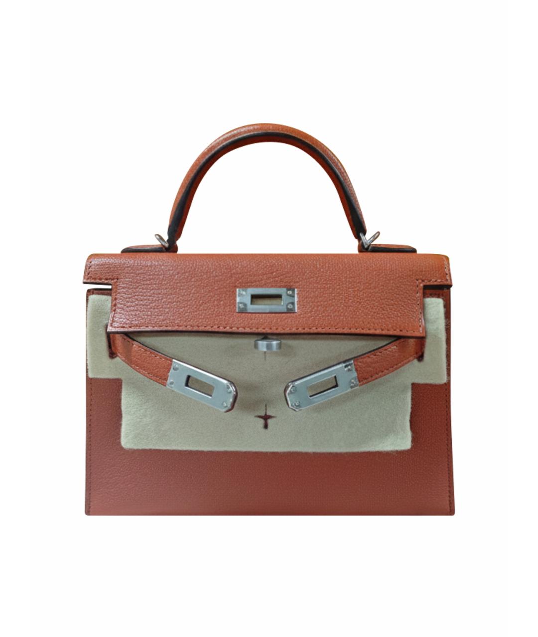 HERMES Желтая кожаная сумка с короткими ручками, фото 1