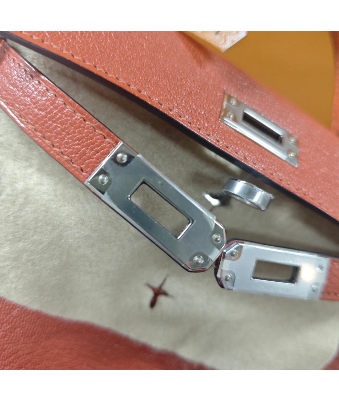 HERMES Желтая кожаная сумка с короткими ручками, фото 8