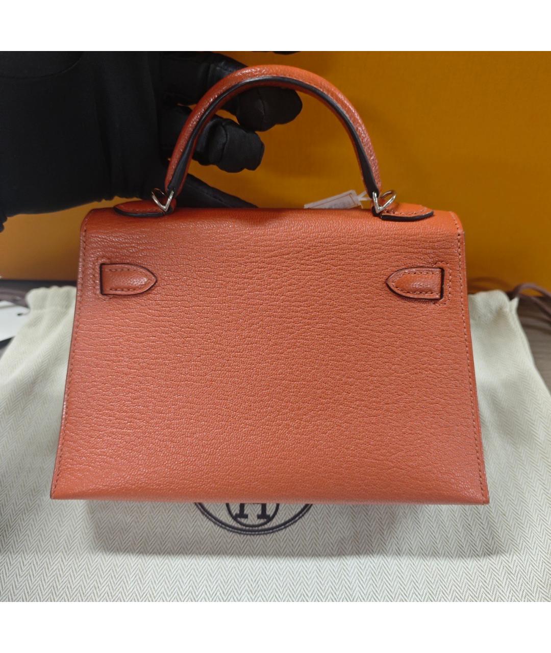 HERMES Желтая кожаная сумка с короткими ручками, фото 2