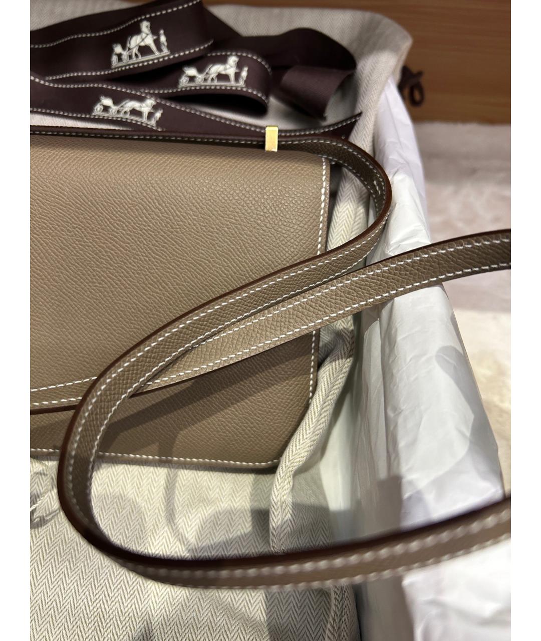 HERMES Серая кожаная сумка через плечо, фото 9