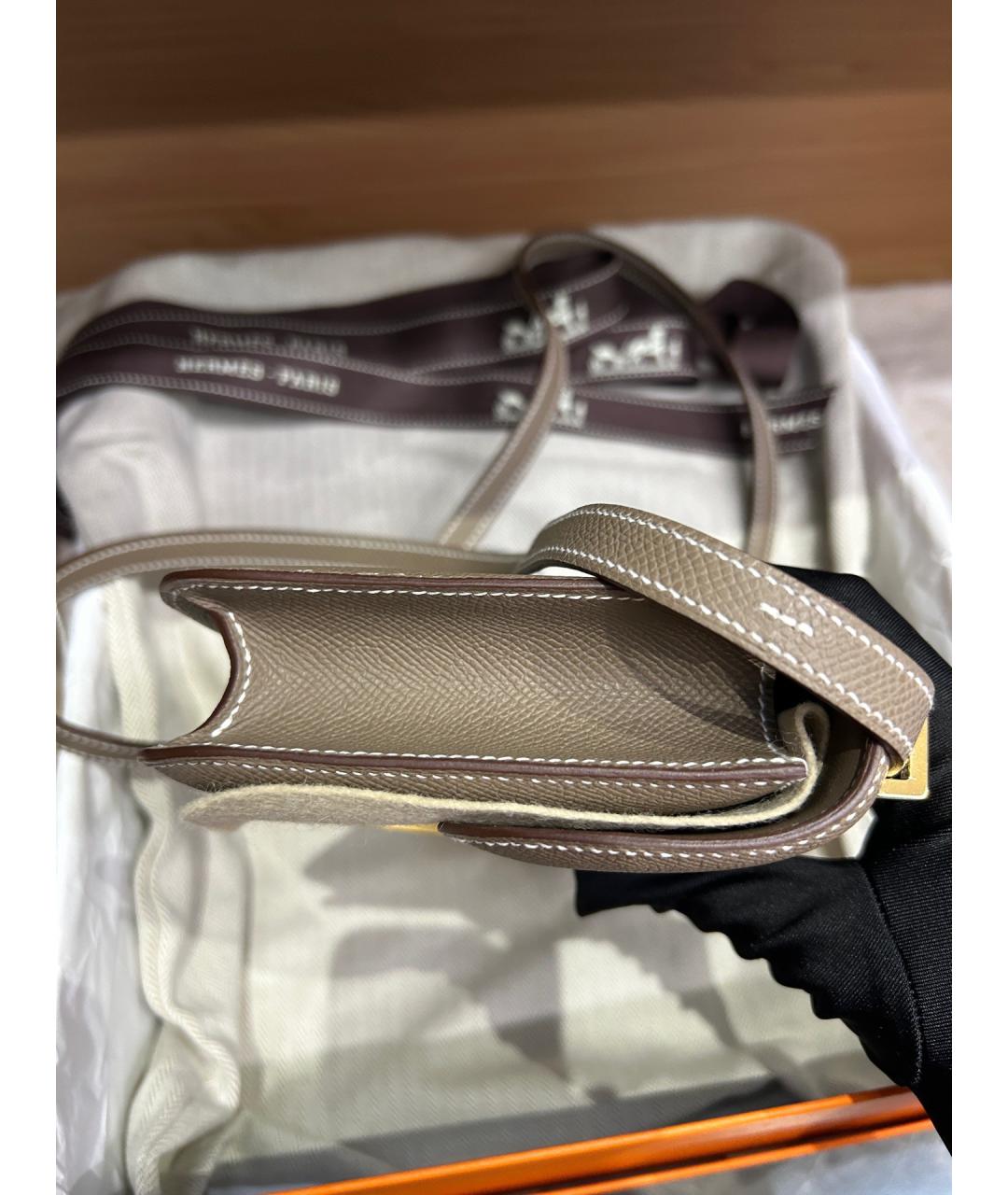 HERMES Серая кожаная сумка через плечо, фото 4