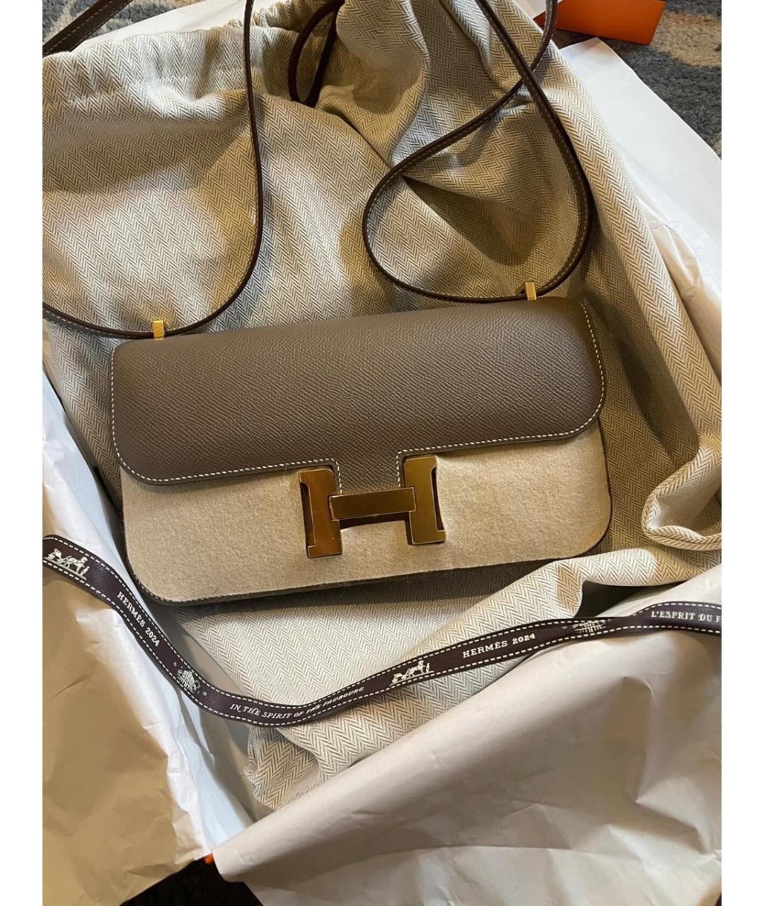 HERMES Серая кожаная сумка через плечо, фото 2