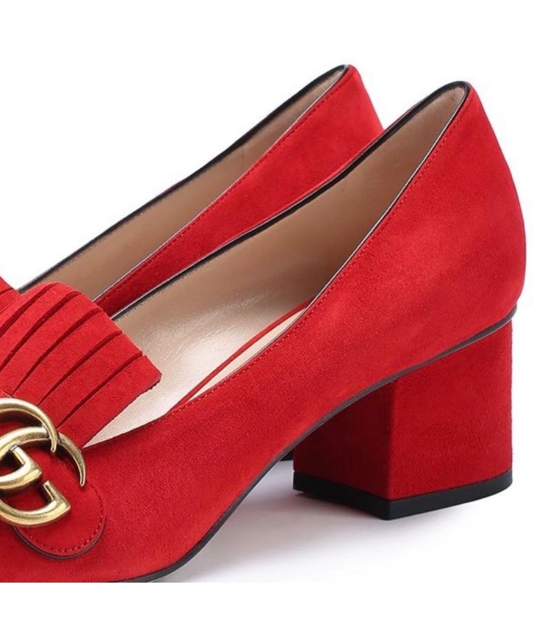 GUCCI Красные замшевые туфли, фото 4