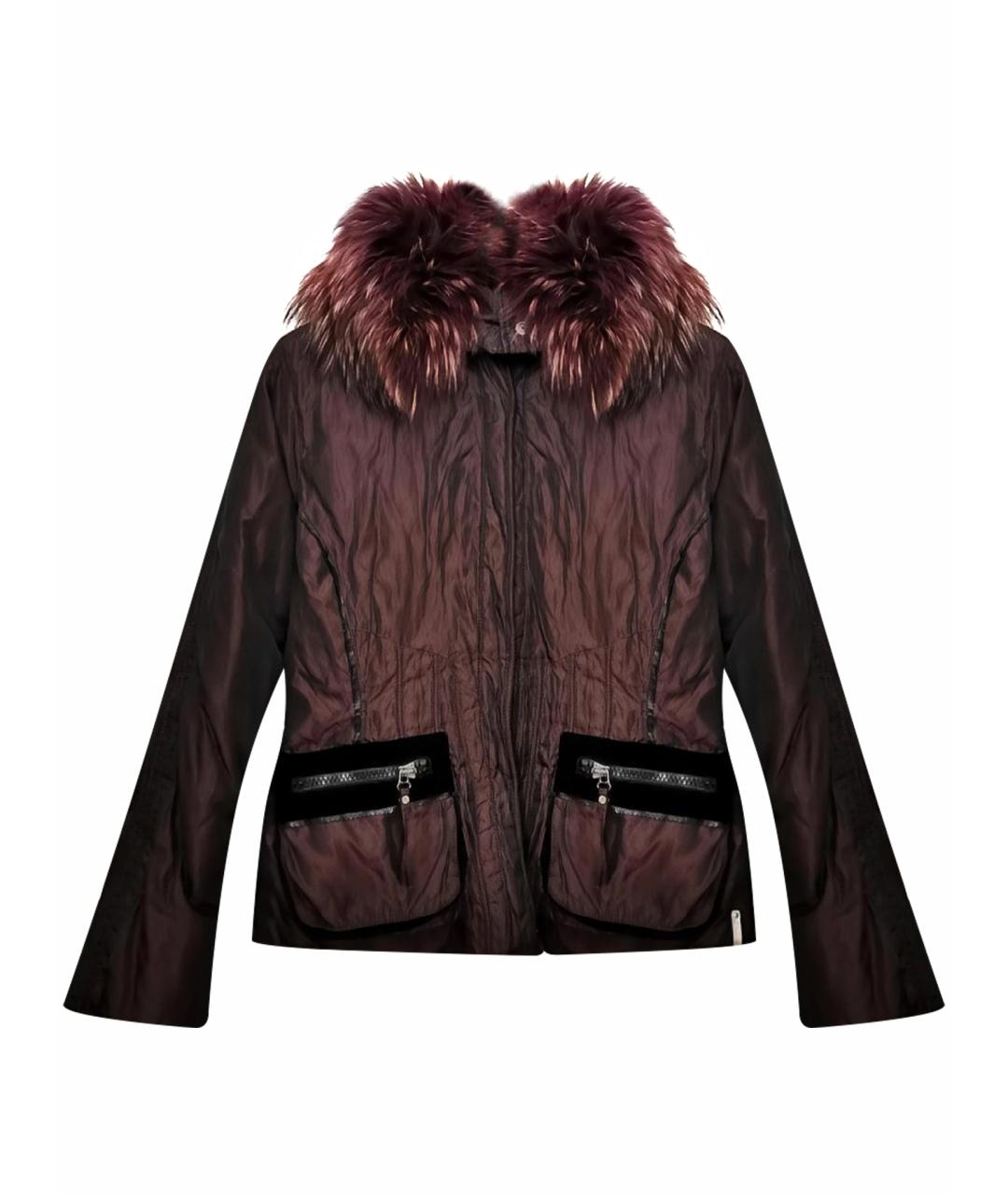 VERSACE Бордовая полиэстеровая куртка, фото 1