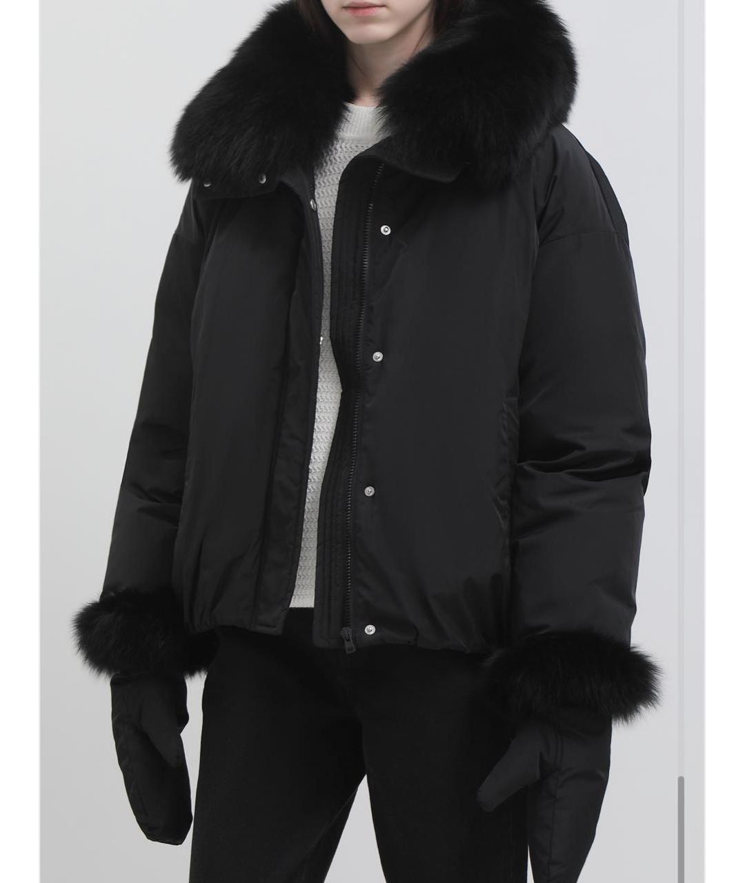 YVES SALOMON Черный полиэстеровый пуховик, фото 3