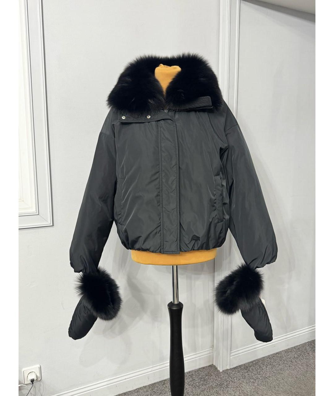 YVES SALOMON Черный полиэстеровый пуховик, фото 4