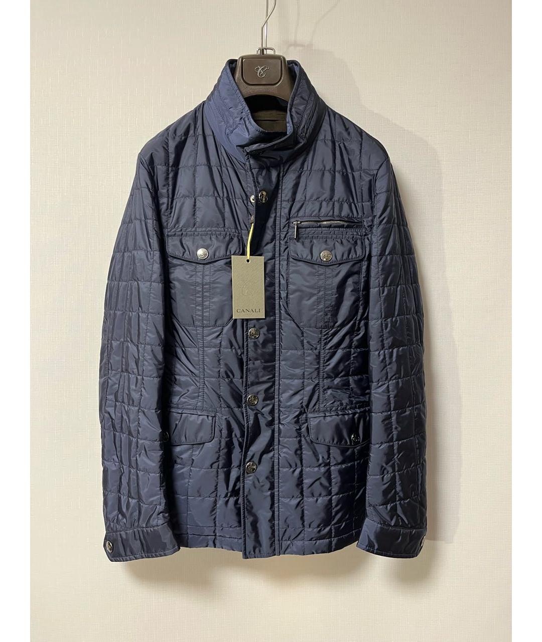 CANALI Темно-синяя полиэстеровая куртка, фото 6