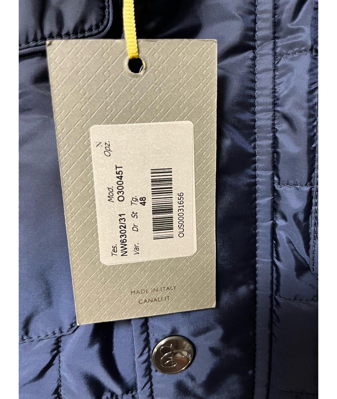 CANALI Темно-синяя полиэстеровая куртка, фото 4