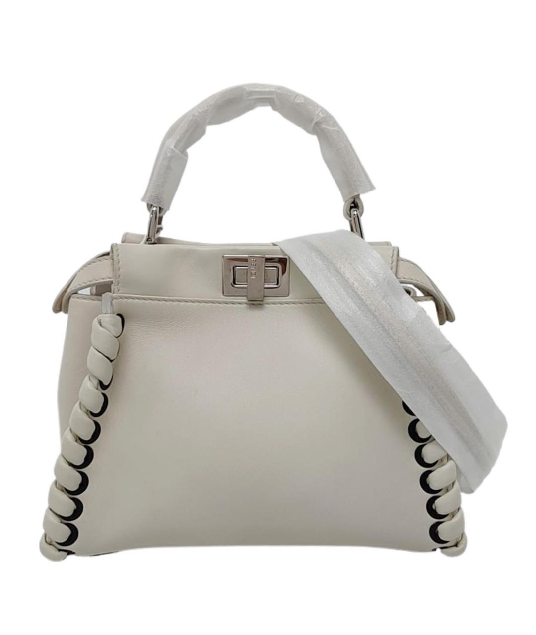 FENDI Белая кожаная сумка через плечо, фото 5