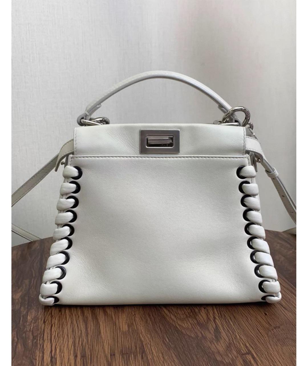 FENDI Белая кожаная сумка через плечо, фото 2