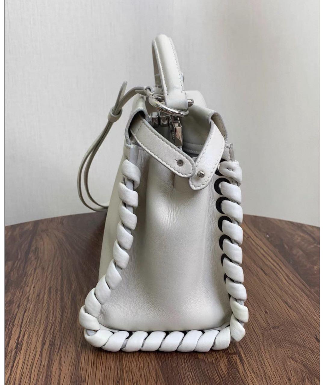 FENDI Белая кожаная сумка через плечо, фото 3