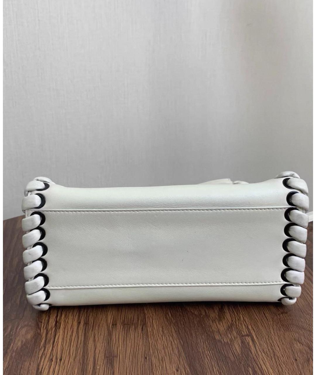 FENDI Белая кожаная сумка через плечо, фото 4