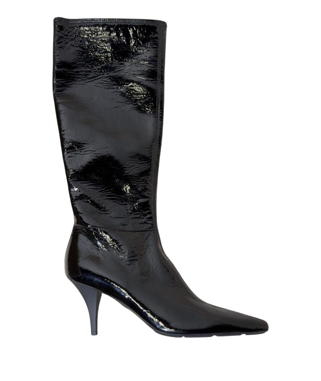 PRADA Черные сапоги из лакированной кожи, фото 1