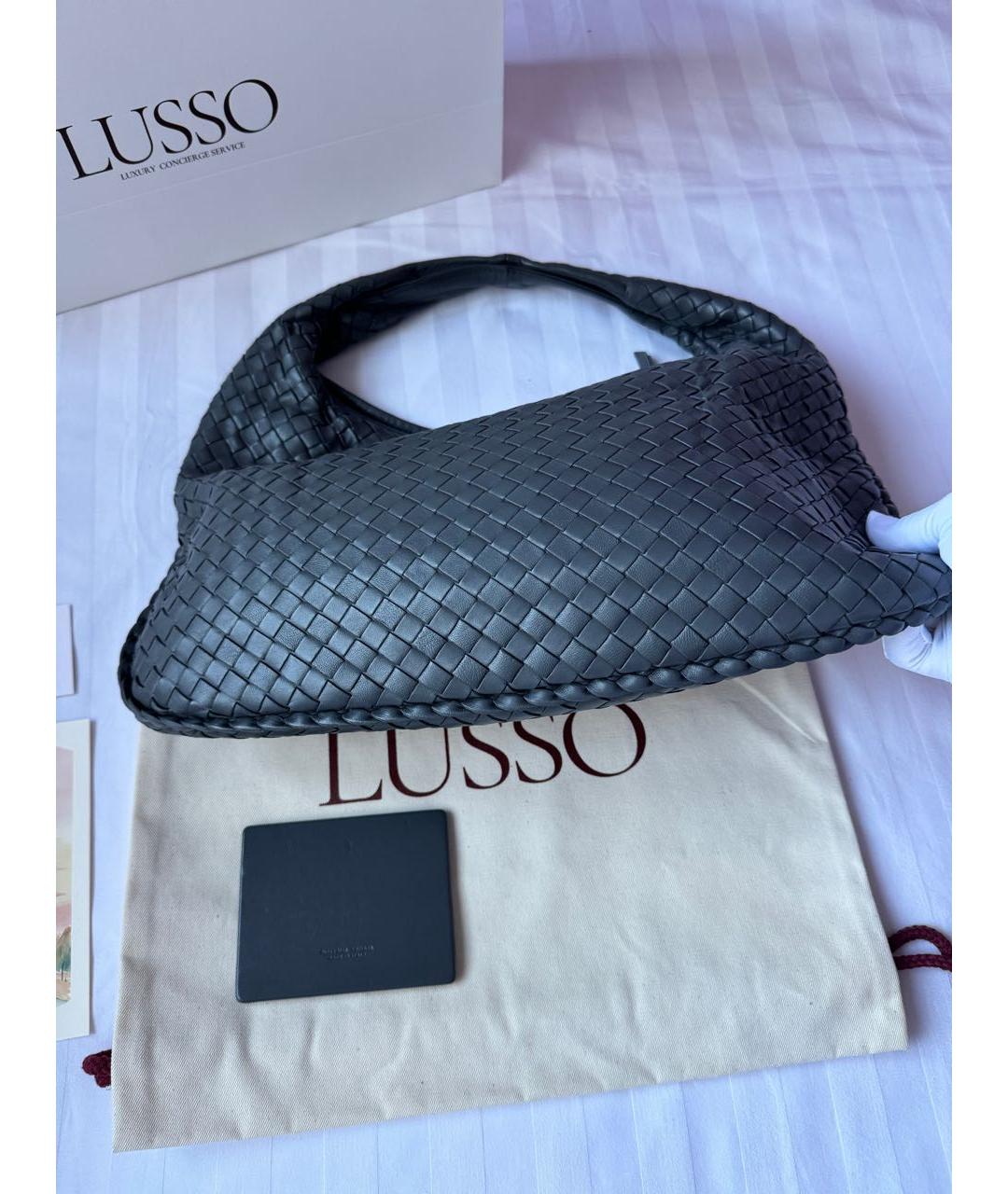 BOTTEGA VENETA Серая кожаная сумка с короткими ручками, фото 8