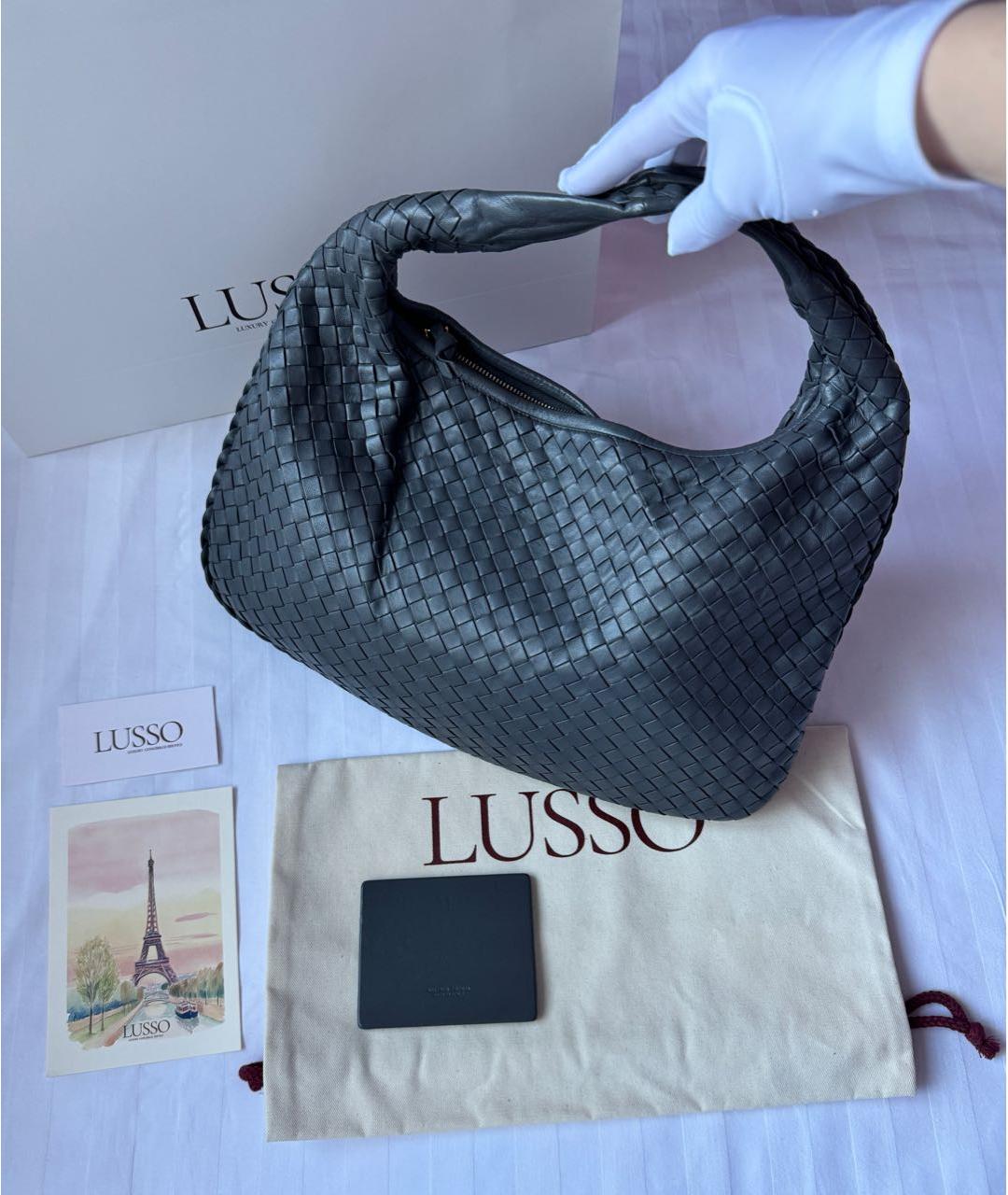 BOTTEGA VENETA Серая кожаная сумка с короткими ручками, фото 2