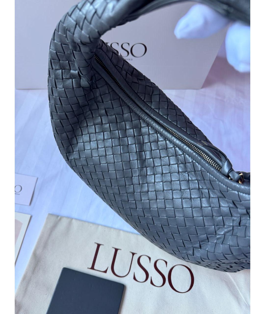 BOTTEGA VENETA Серая кожаная сумка с короткими ручками, фото 3