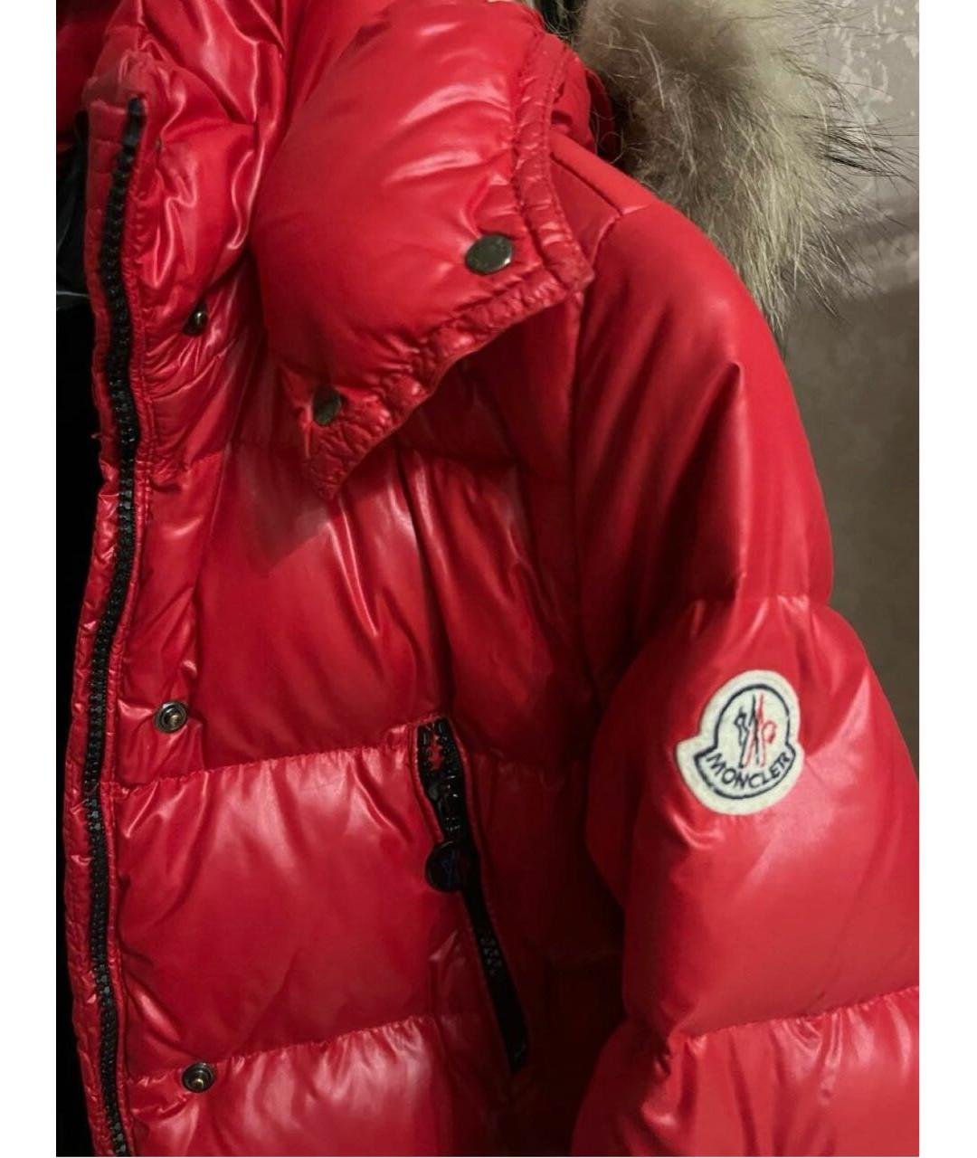 MONCLER Красный полиамидовый пуховик, фото 4