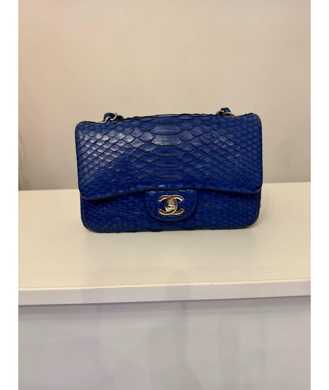 CHANEL Синяя сумка через плечо из экзотической кожи, фото 5