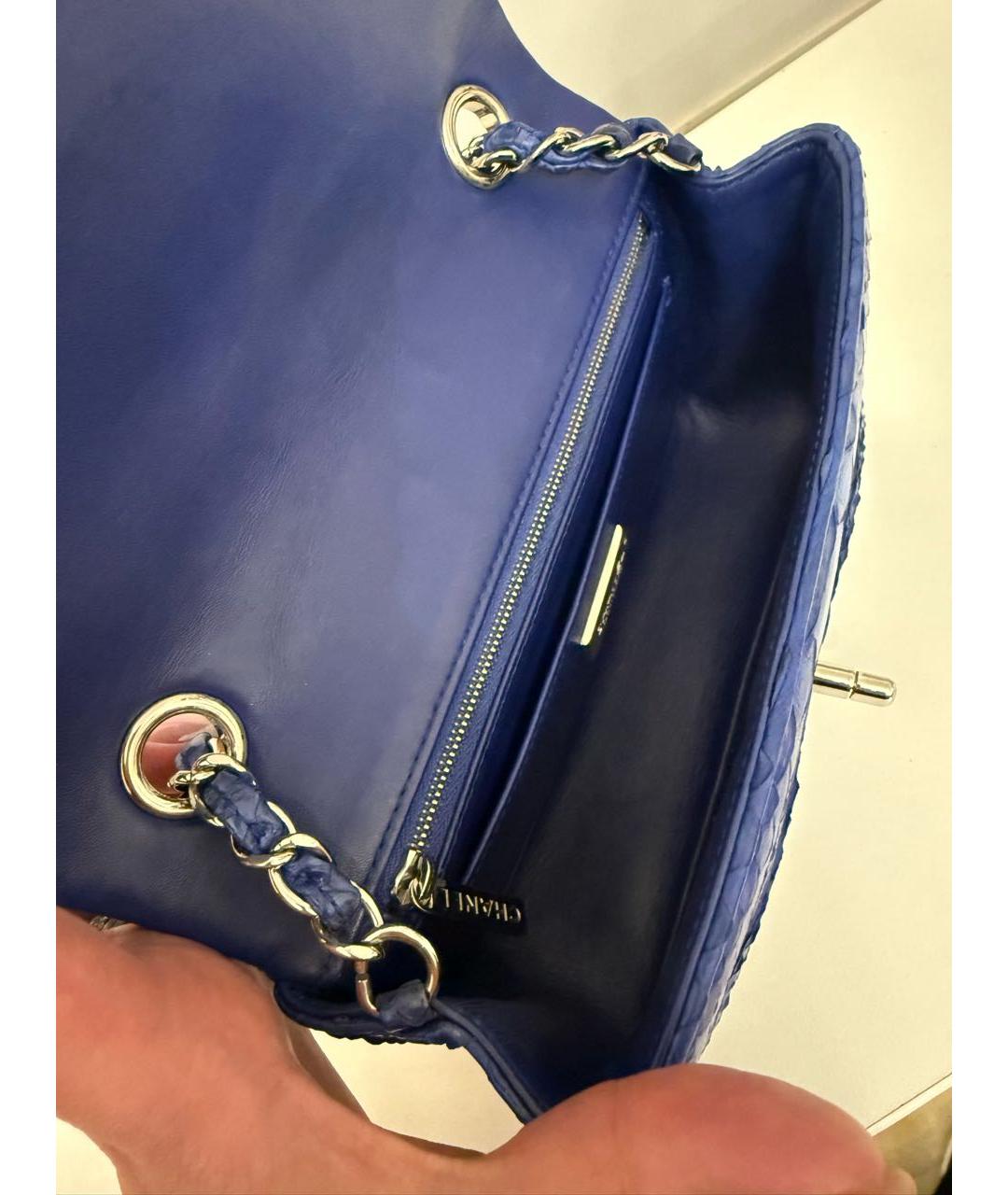 CHANEL Синяя сумка через плечо из экзотической кожи, фото 4