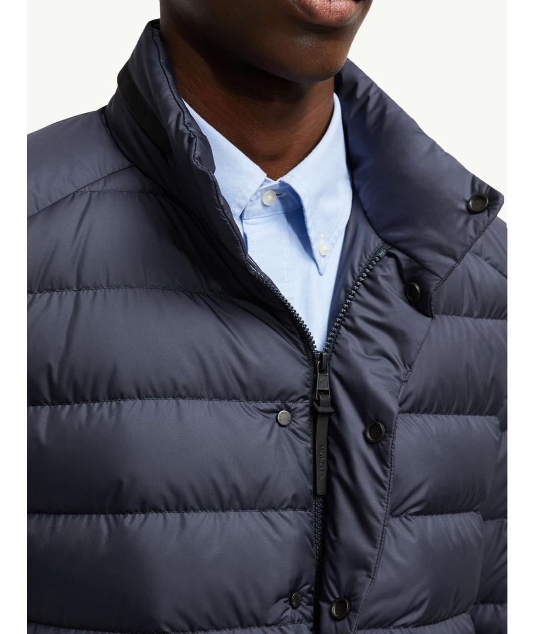 MONCLER Темно-синий полиэстеровый пуховик, фото 4