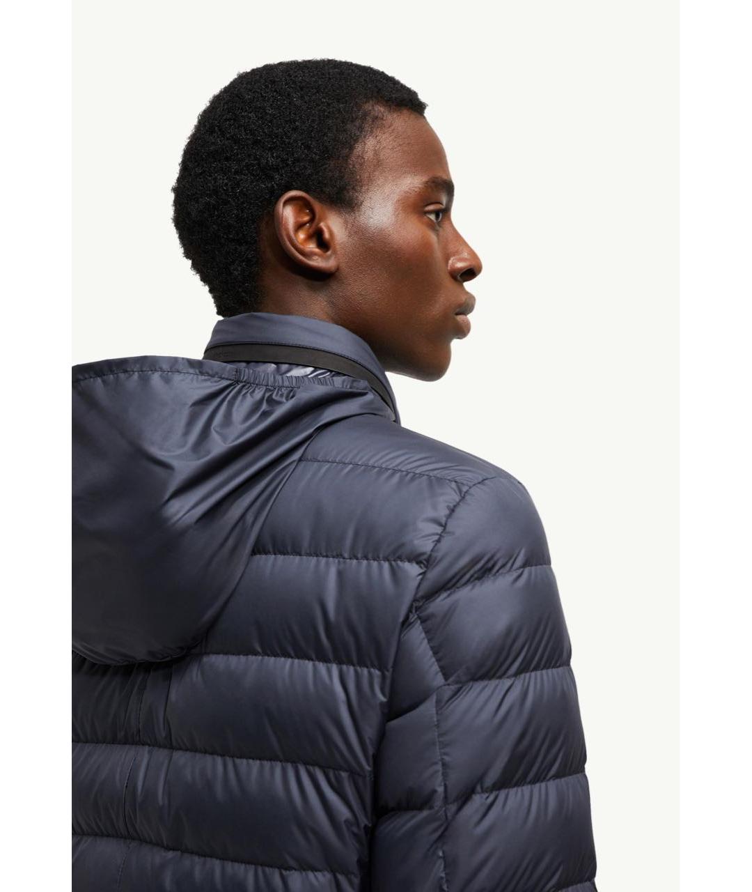 MONCLER Темно-синий полиэстеровый пуховик, фото 6