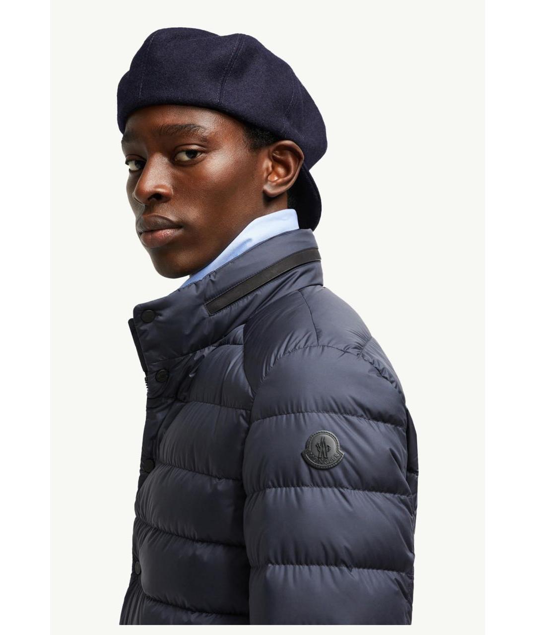 MONCLER Темно-синий полиэстеровый пуховик, фото 5