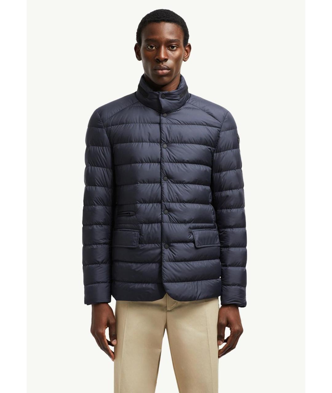 MONCLER Темно-синий полиэстеровый пуховик, фото 2