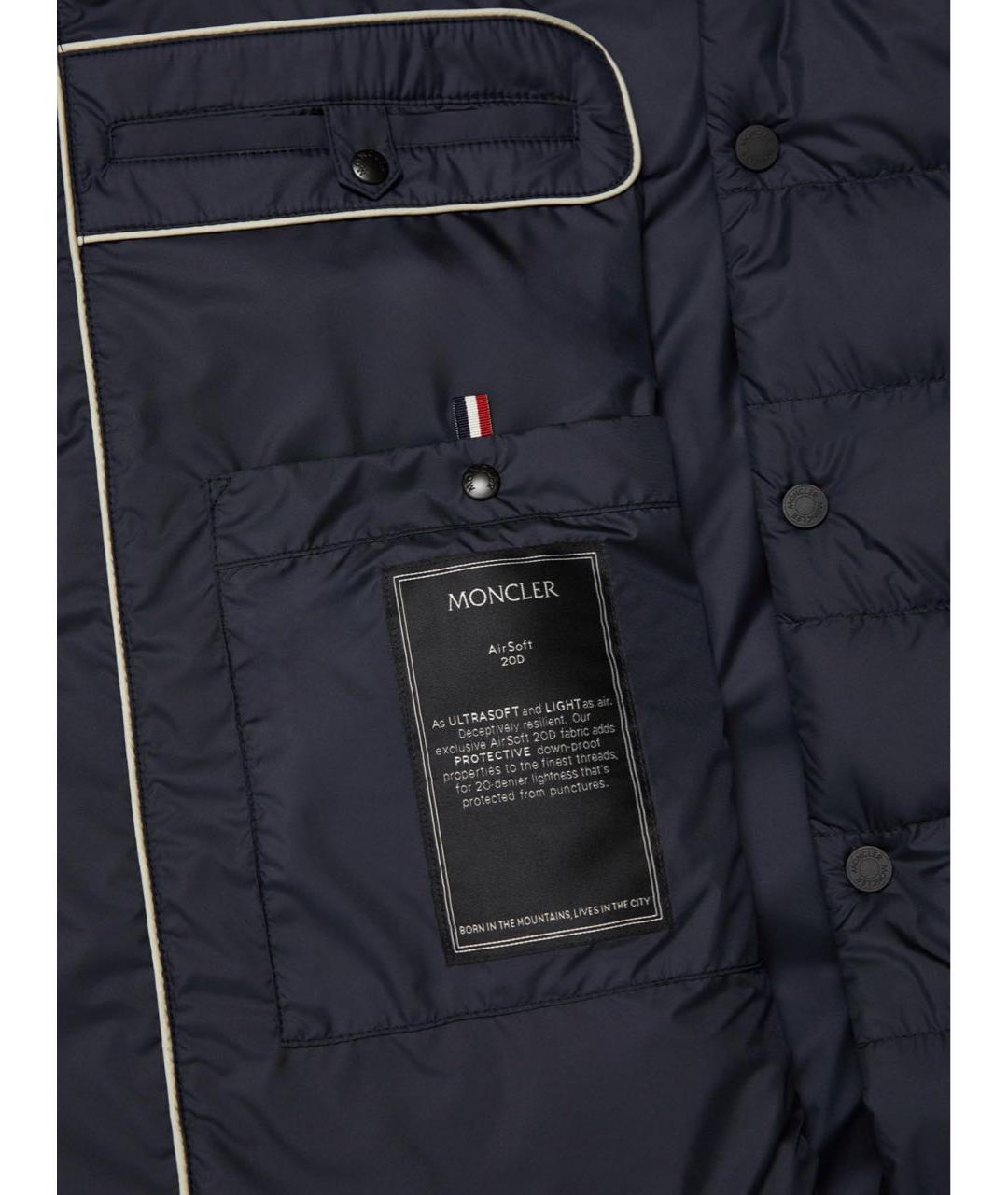 MONCLER Темно-синий полиэстеровый пуховик, фото 7