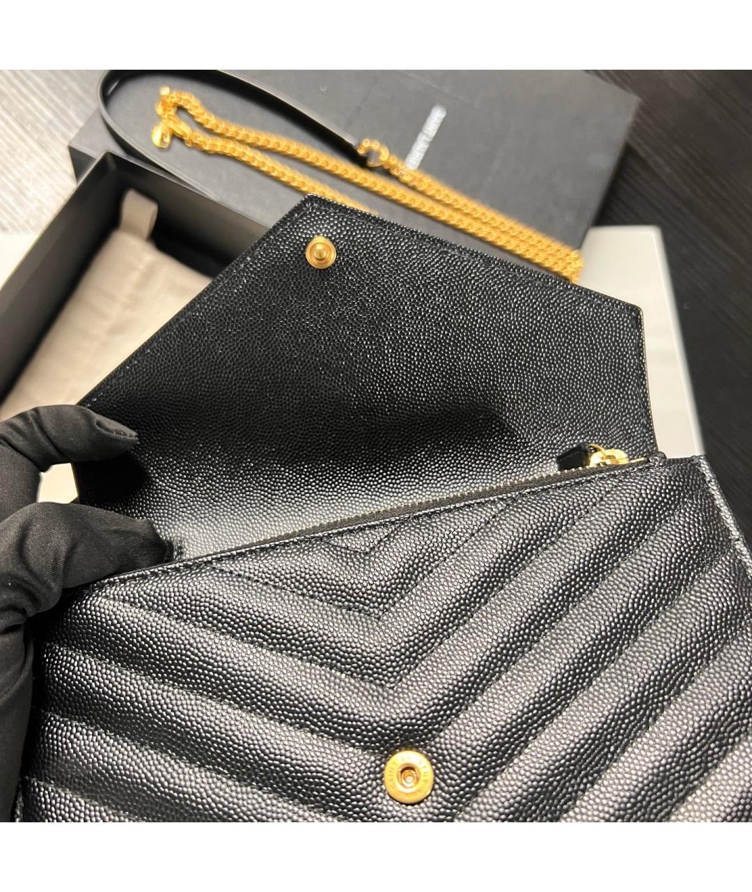 SAINT LAURENT Черная кожаная сумка через плечо, фото 6