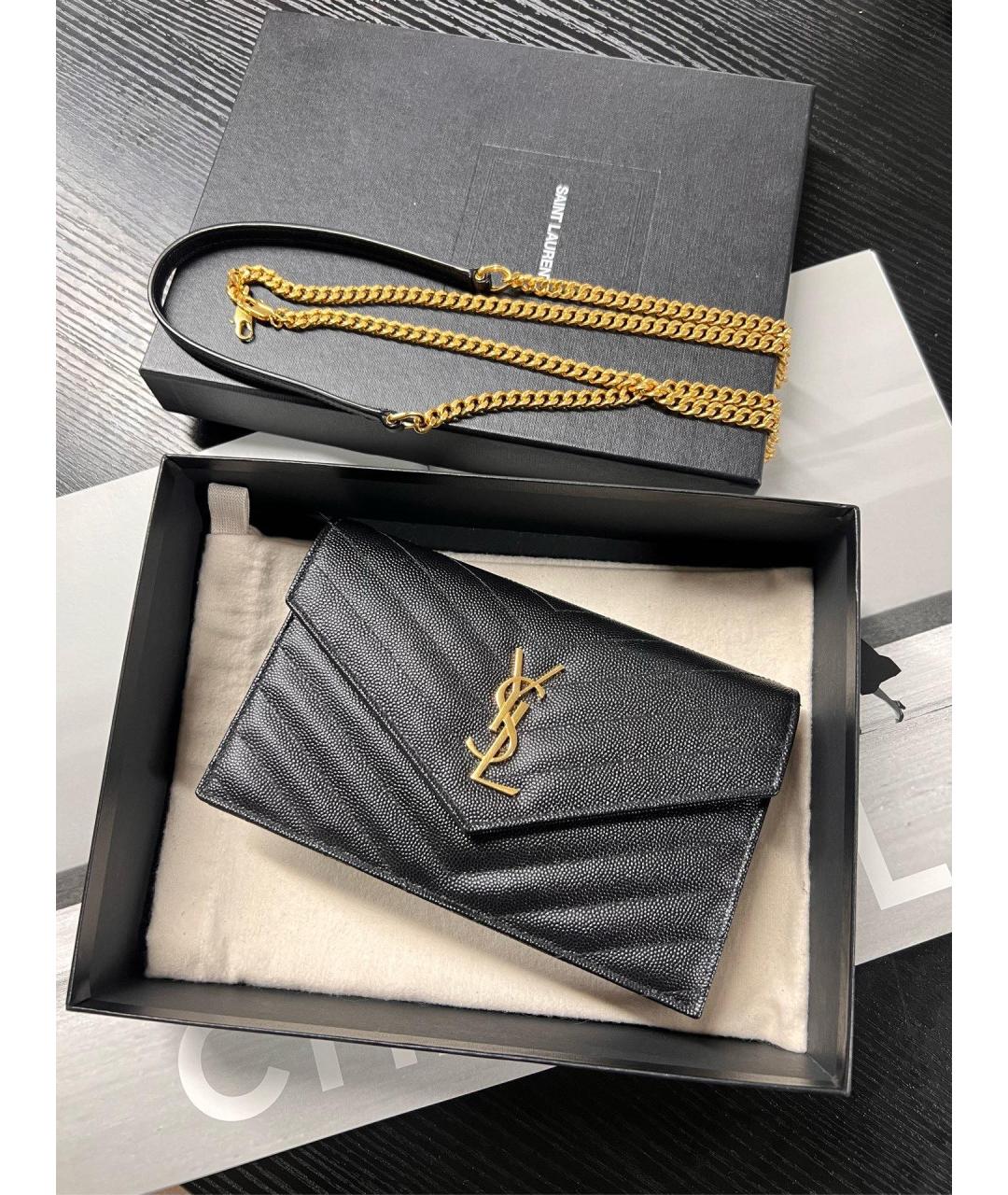 SAINT LAURENT Черная кожаная сумка через плечо, фото 8