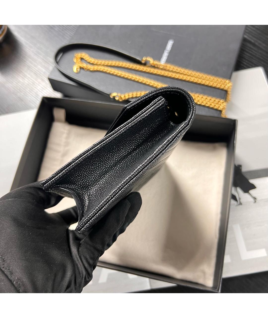 SAINT LAURENT Черная кожаная сумка через плечо, фото 4