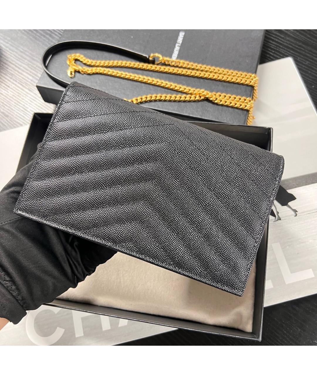 SAINT LAURENT Черная кожаная сумка через плечо, фото 2