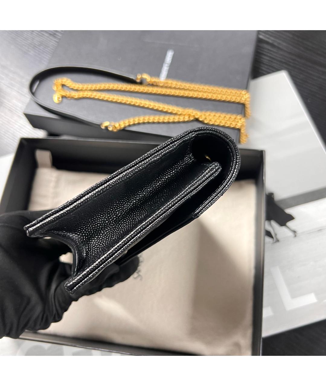 SAINT LAURENT Черная кожаная сумка через плечо, фото 3